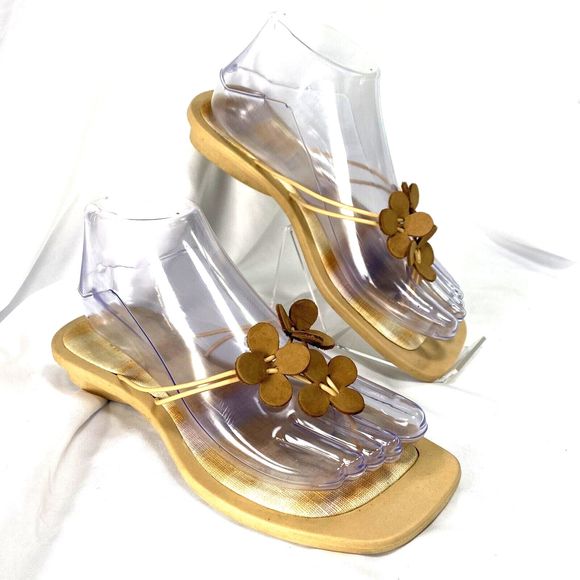 Somethin' Else by Sketchers Woman's Sandals Size 7.5 Floral Leather Square Toe - Picture 1 of 8